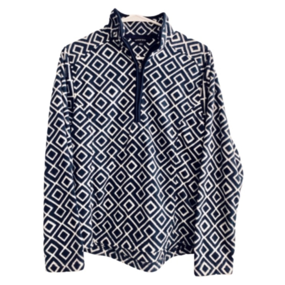 Lands End Everyday Fleece Half-zip Navy Diamonds
